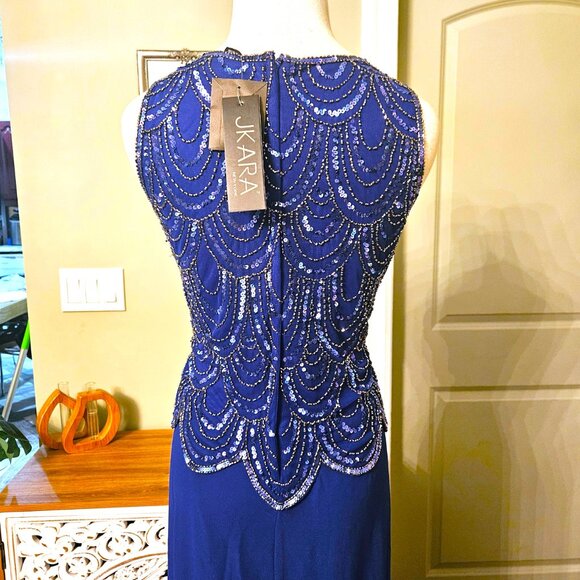 NWT J Kara Handmade Beaded Gown & Scarf, sz 6 - Picture 5 of 14